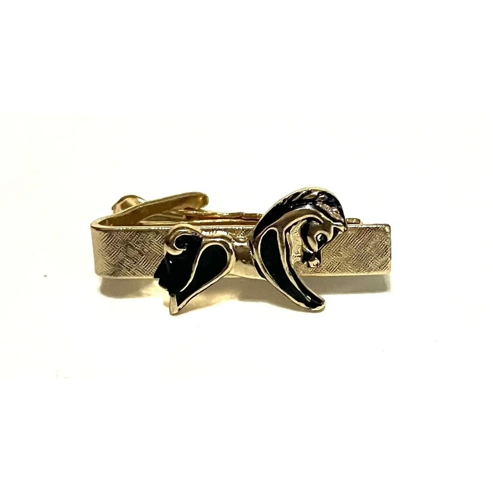 Vintage Cathe Men's Horse Cufflinks and Tie Bar Clasp